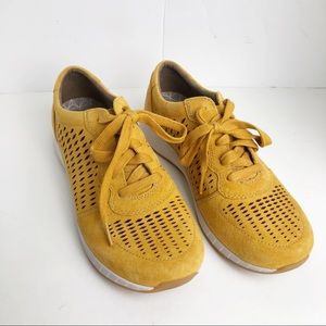 Dansko yellow Charlie lasercut lace up sneaker